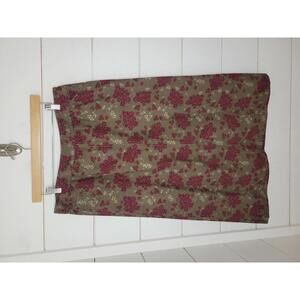 Vintage Eddie Bauer size 10 brown with red flowers maxi corduroy skirt. Modest.